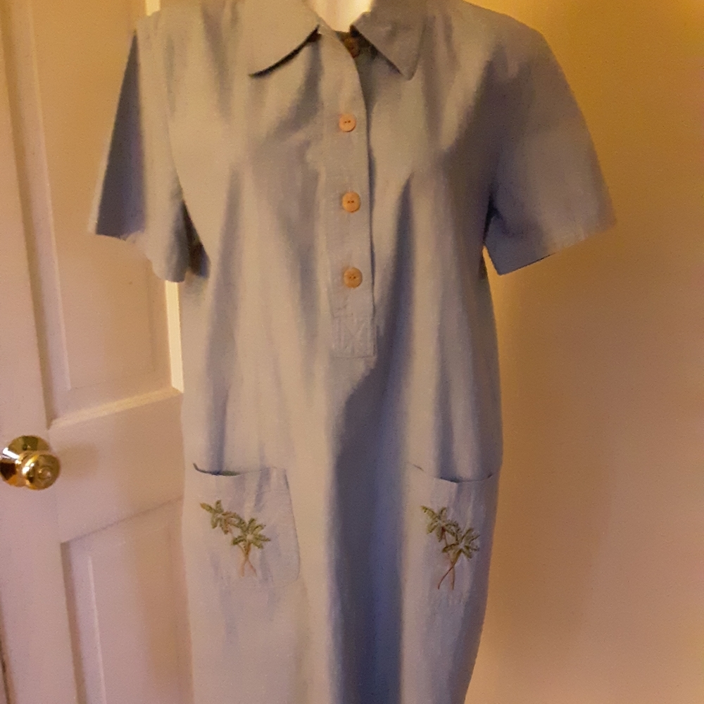 Denim Palm Tree Dress by Blue J. NWT Sz L